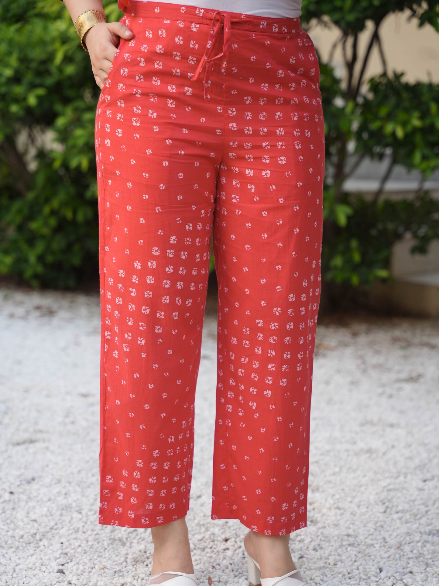 Soft Cotton Bandhani A-line Red Kurta