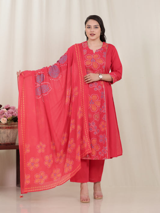Cotton Voile Bandhani Rust Dupatta
