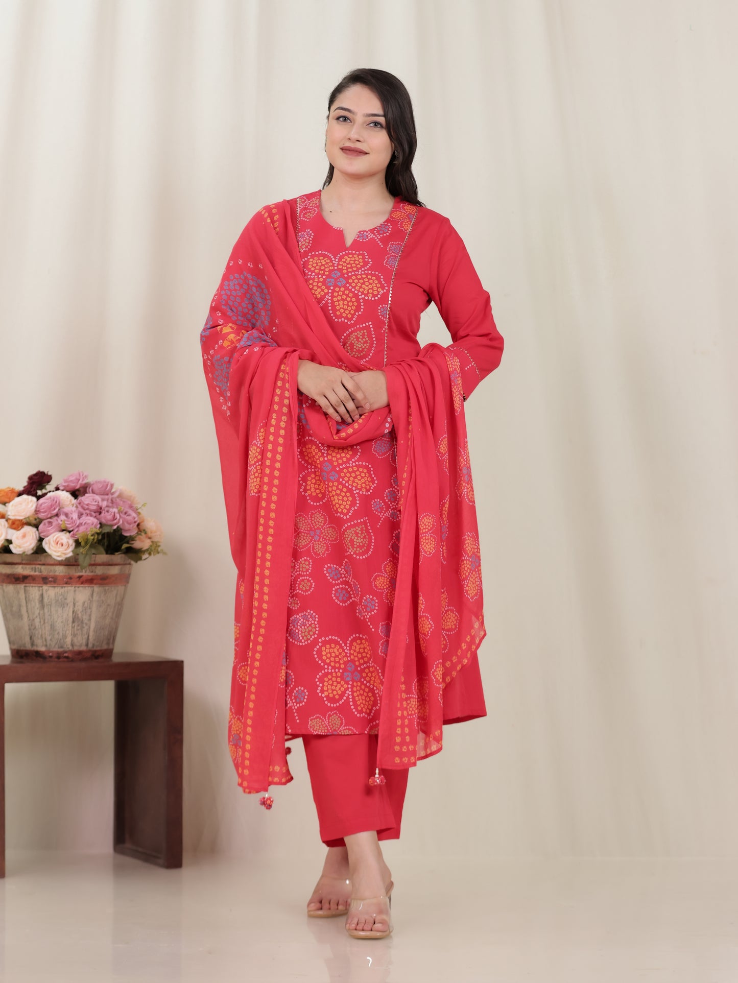 Cotton Voile Bandhani Rust Dupatta