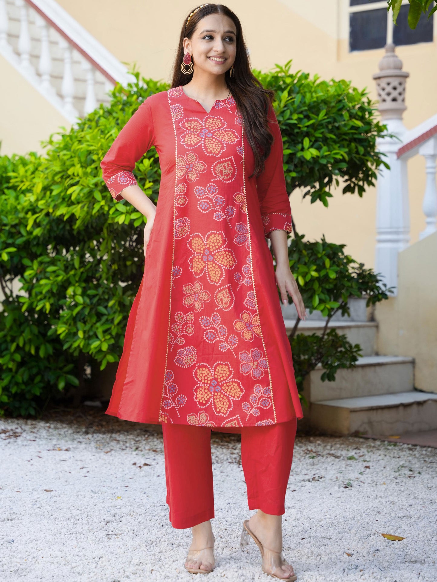 Soft Cotton Solid A-line Rust Kurta