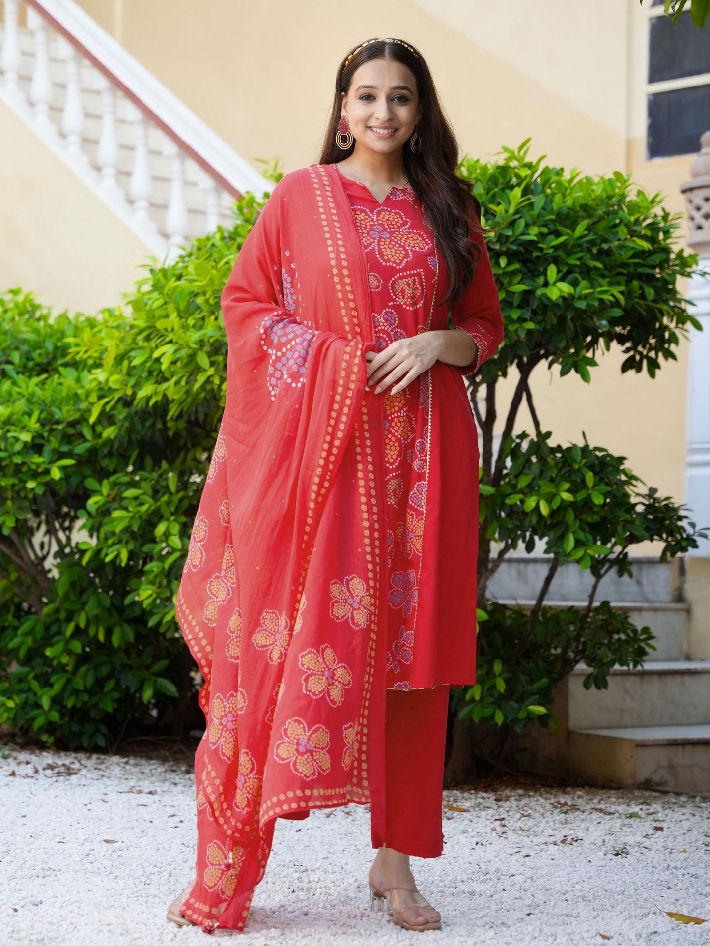 Soft Cotton Solid A-line Rust Kurta