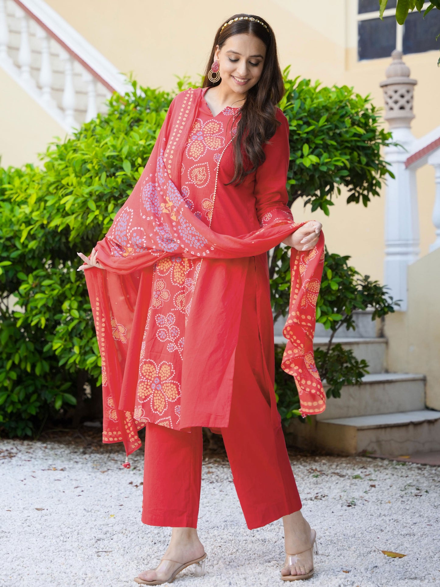Soft Cotton Solid A-line Rust Kurta