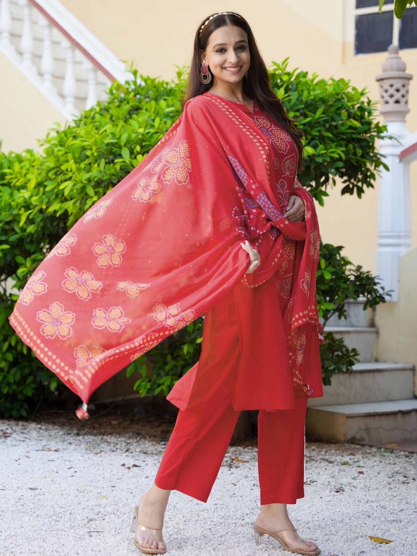 Soft Cotton Solid A-line Rust Kurta