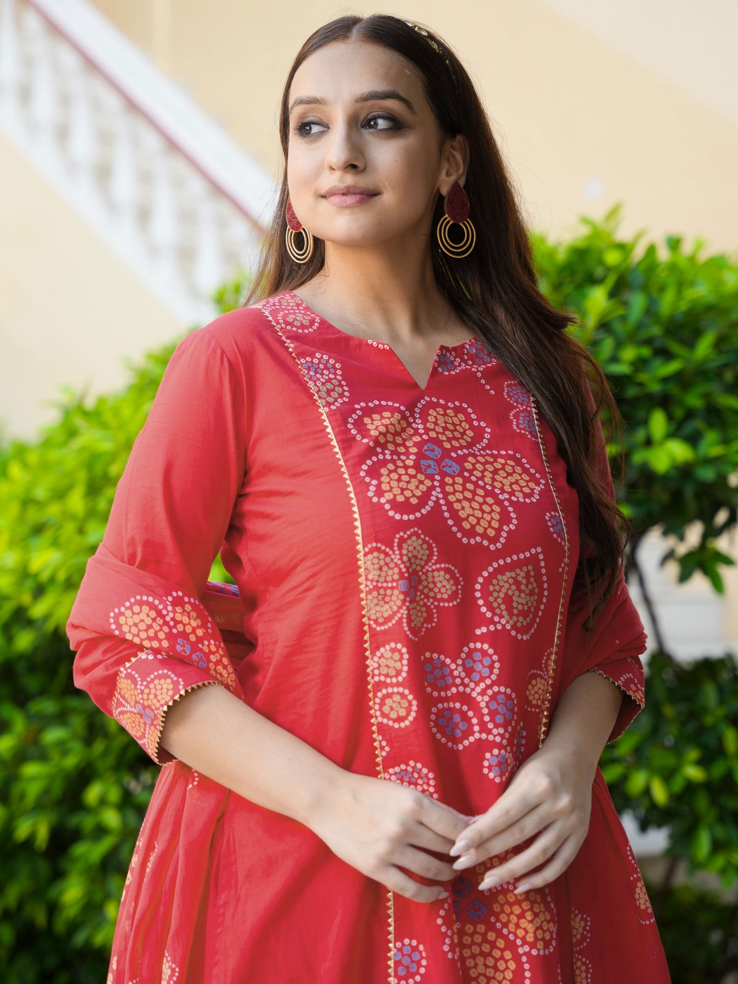Soft Cotton Solid A-line Rust Kurta