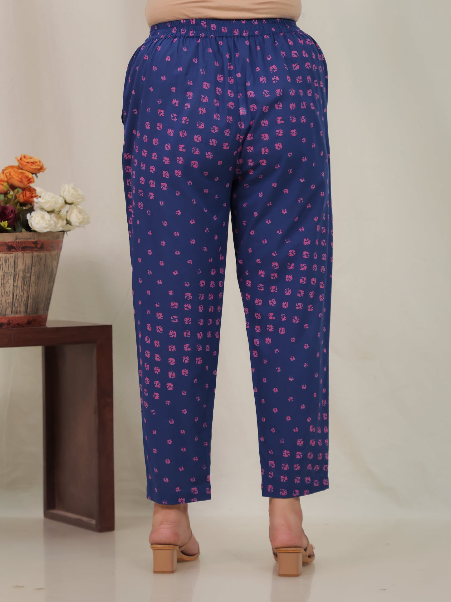 Soft Cotton Bandhani Blue Tapered Trousers