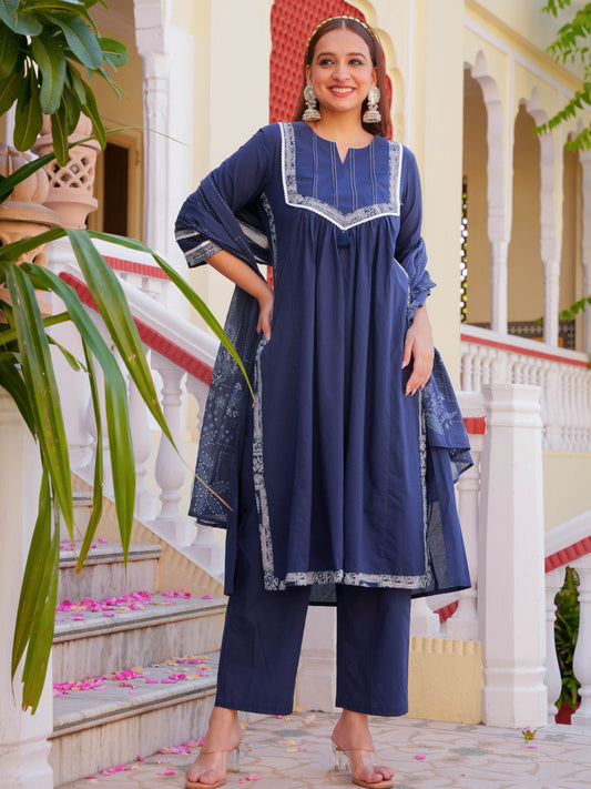 Cotton Voile Bandhani Blue Dupatta