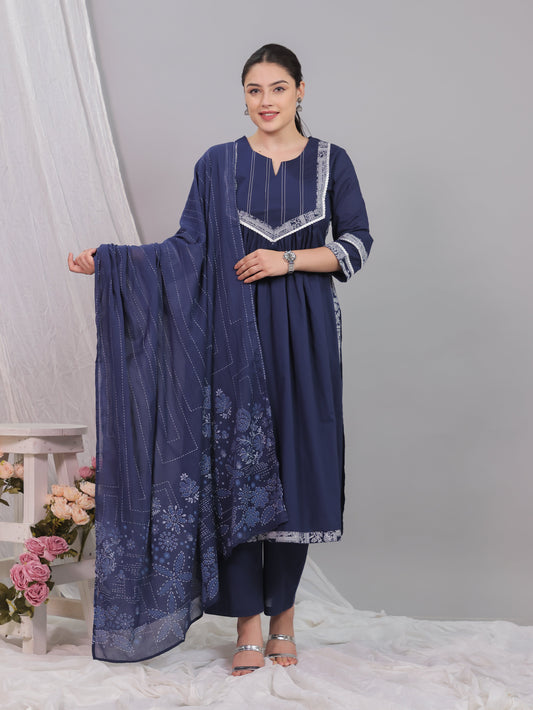 Cotton Voile Bandhani Blue Dupatta