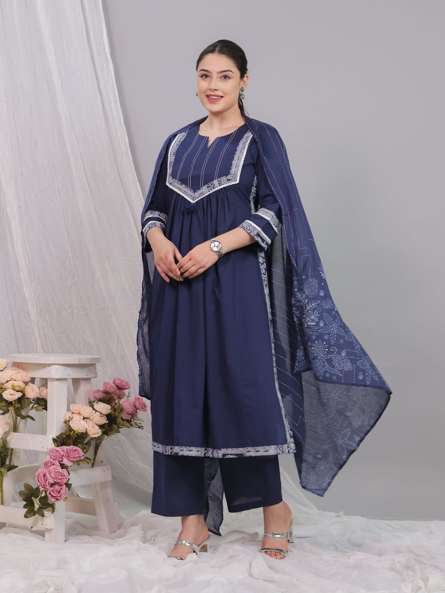 Cotton Voile Bandhani Blue Dupatta