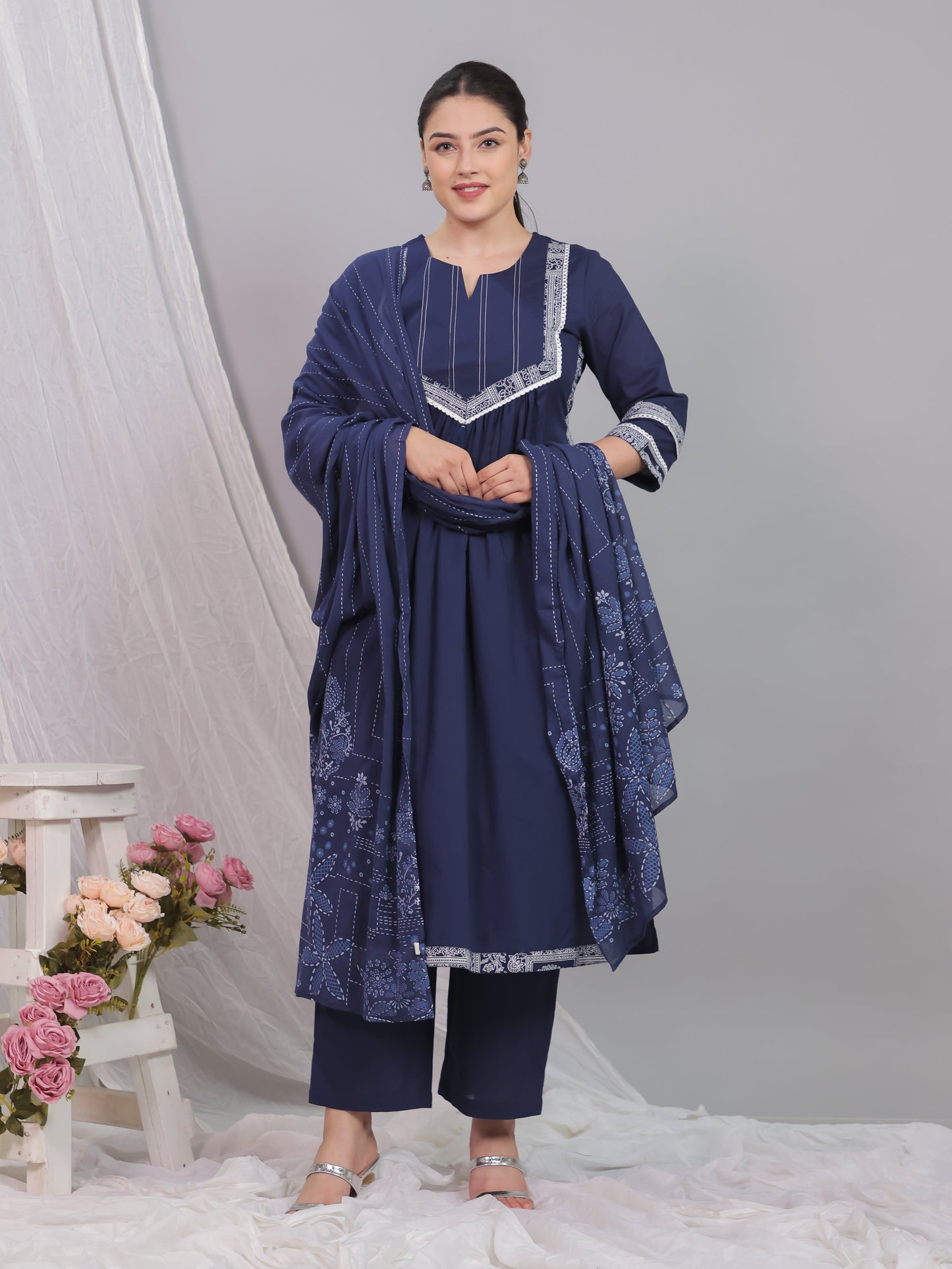 Cotton Voile Bandhani Blue Dupatta