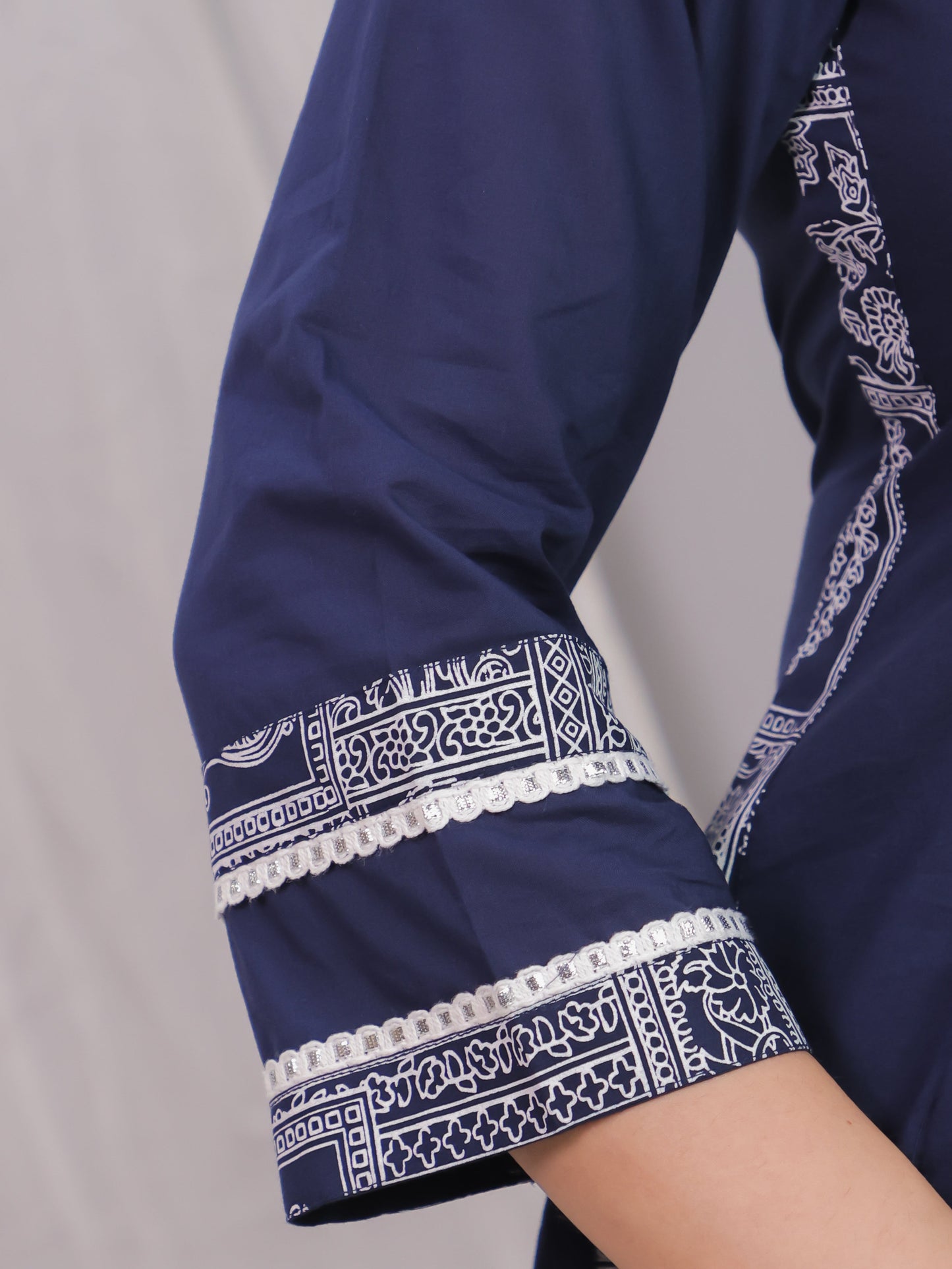 Soft Cotton Solid A-line Blue Kurta