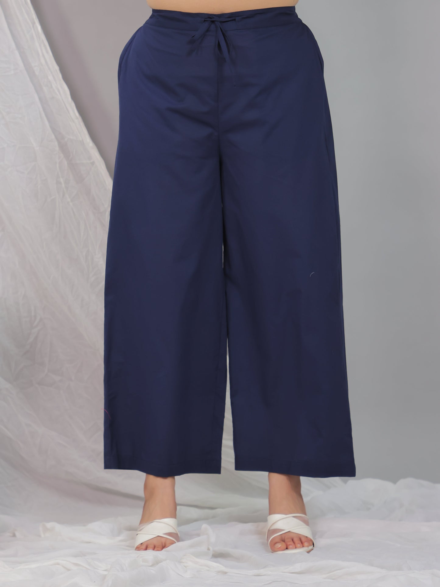 Soft Cotton Solid Blue Palazzo