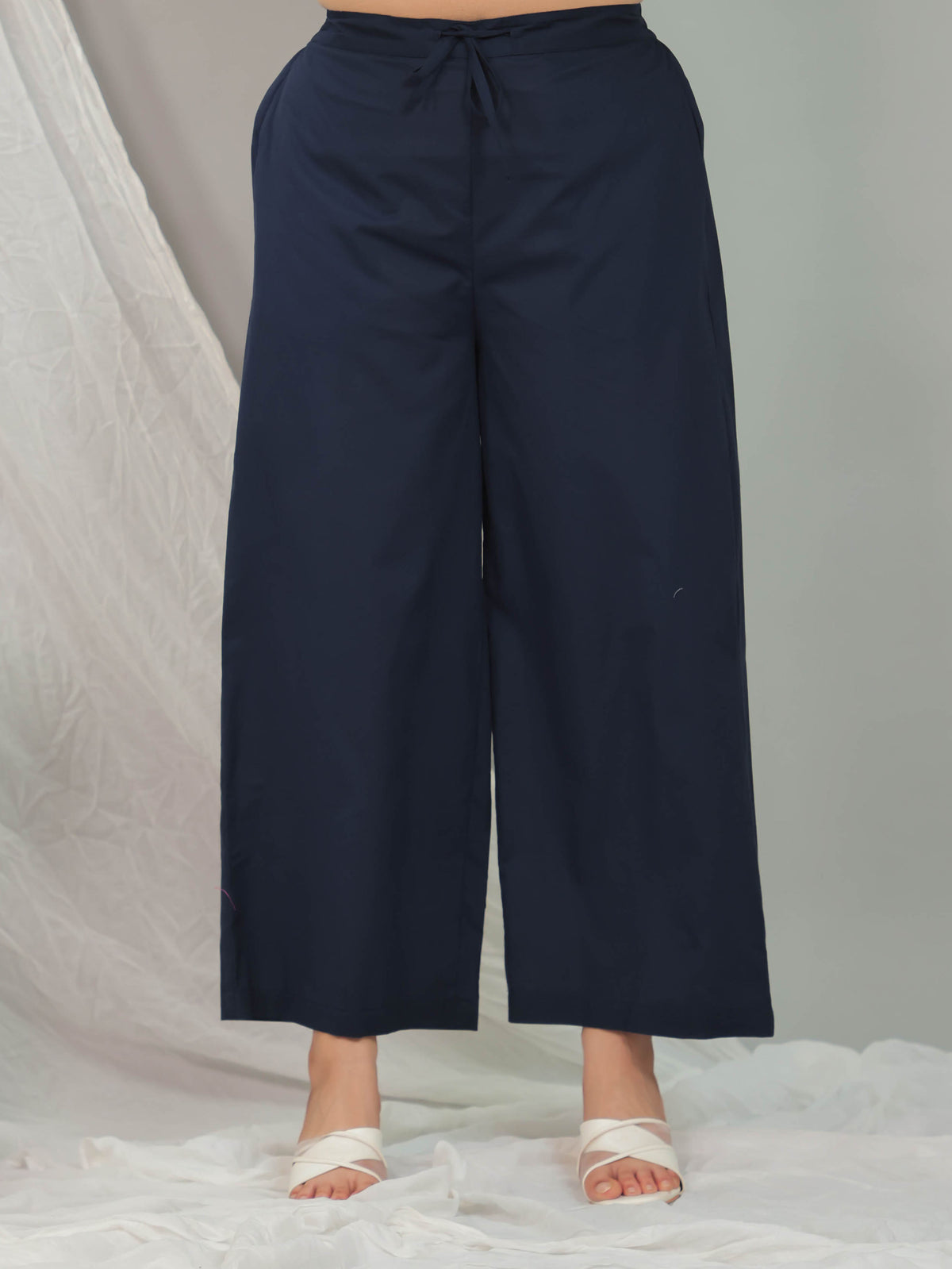 Soft Cotton Solid Blue Palazzo