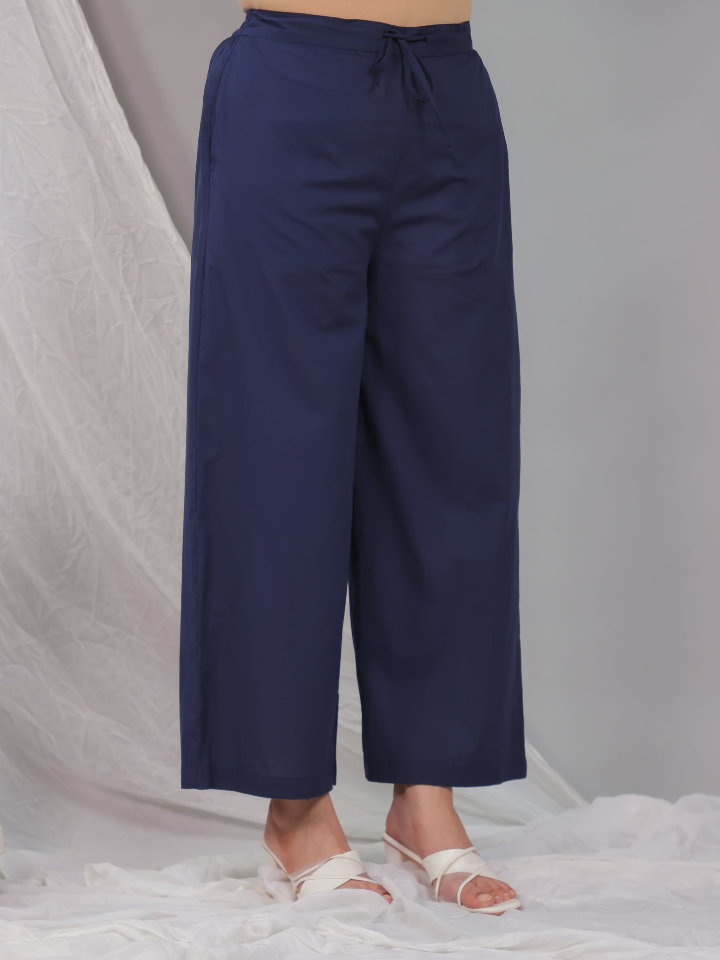 Soft Cotton Solid Blue Palazzo