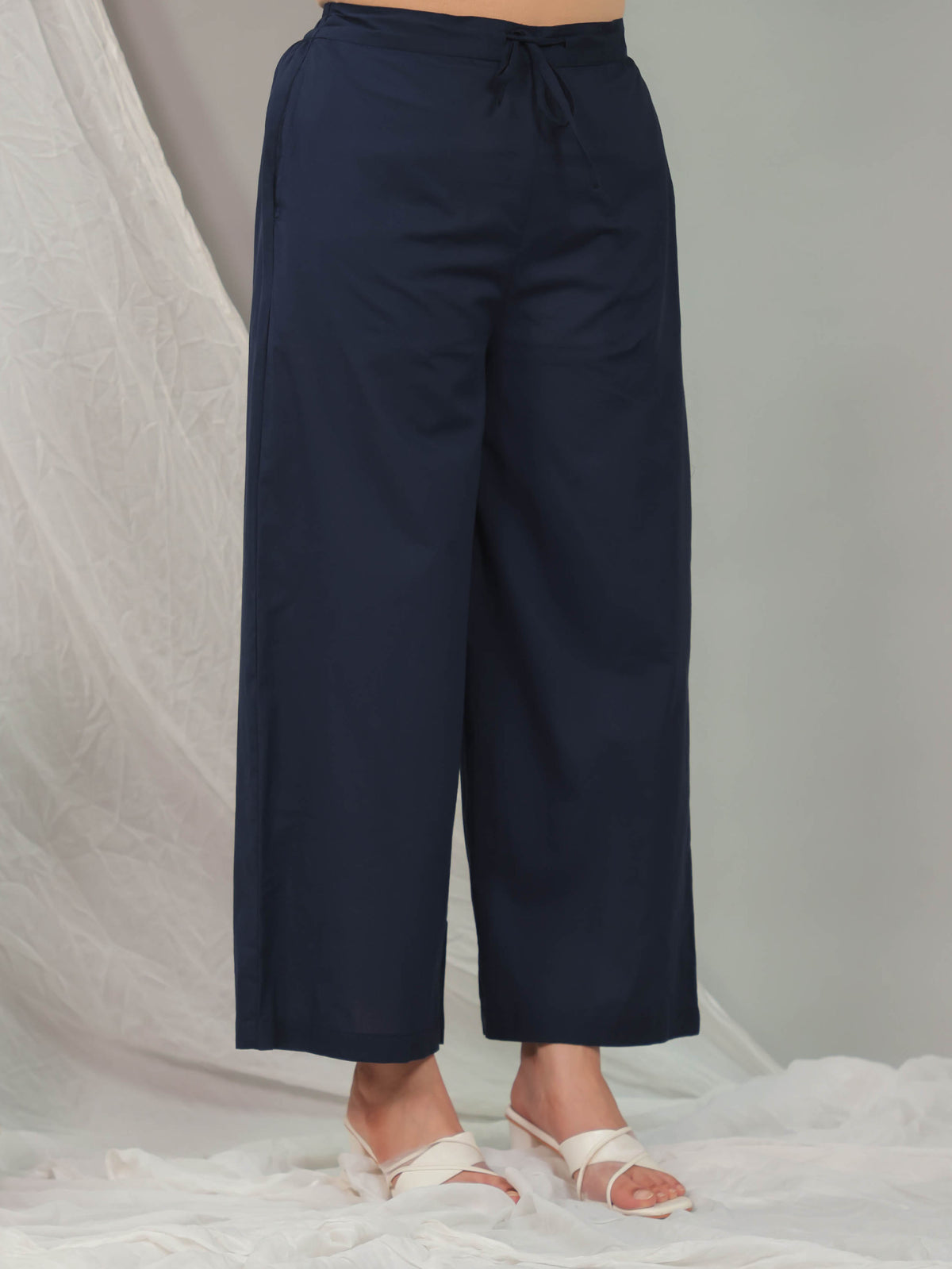 Soft Cotton Solid Blue Palazzo