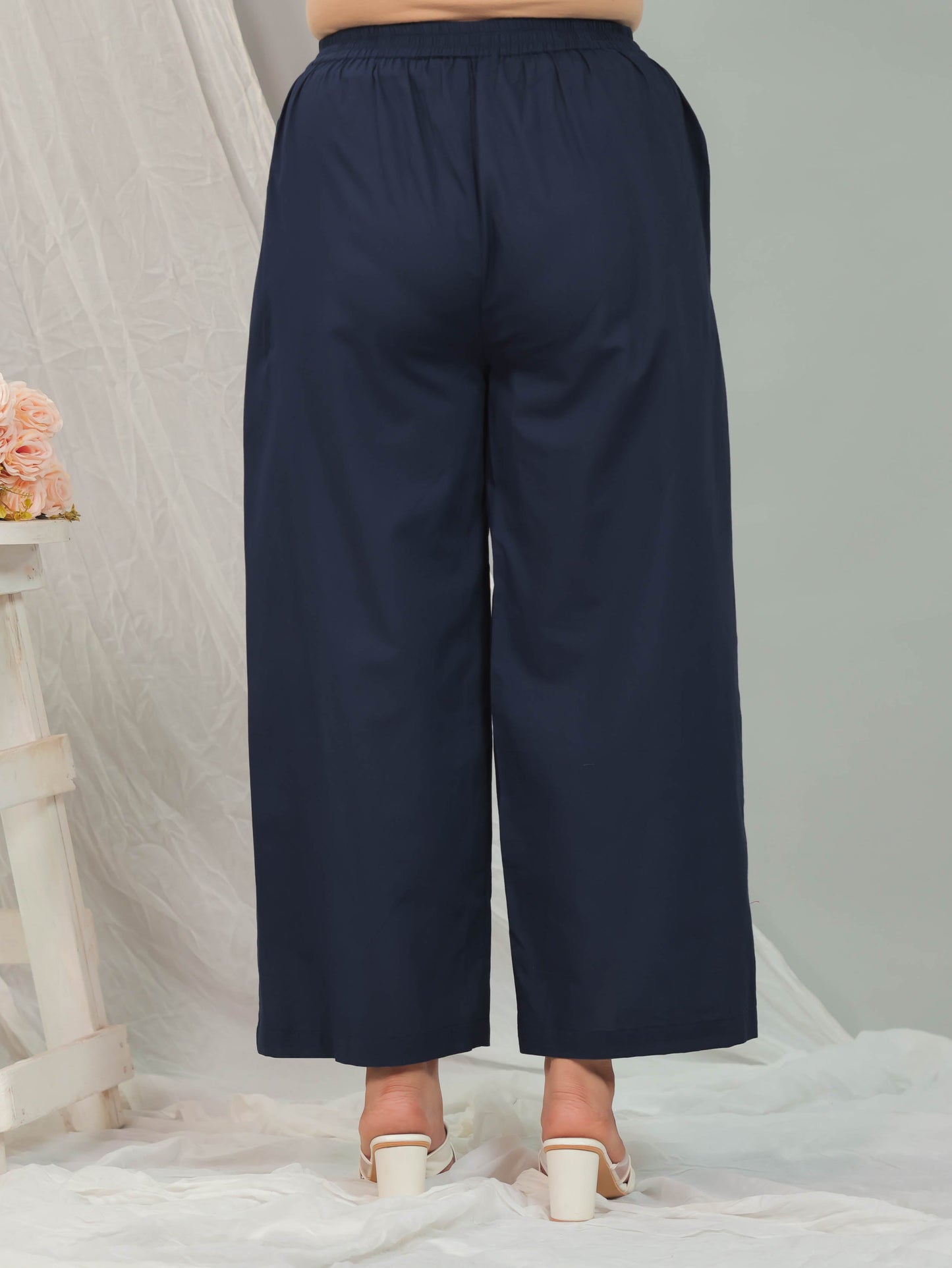 Soft Cotton Solid Blue Palazzo