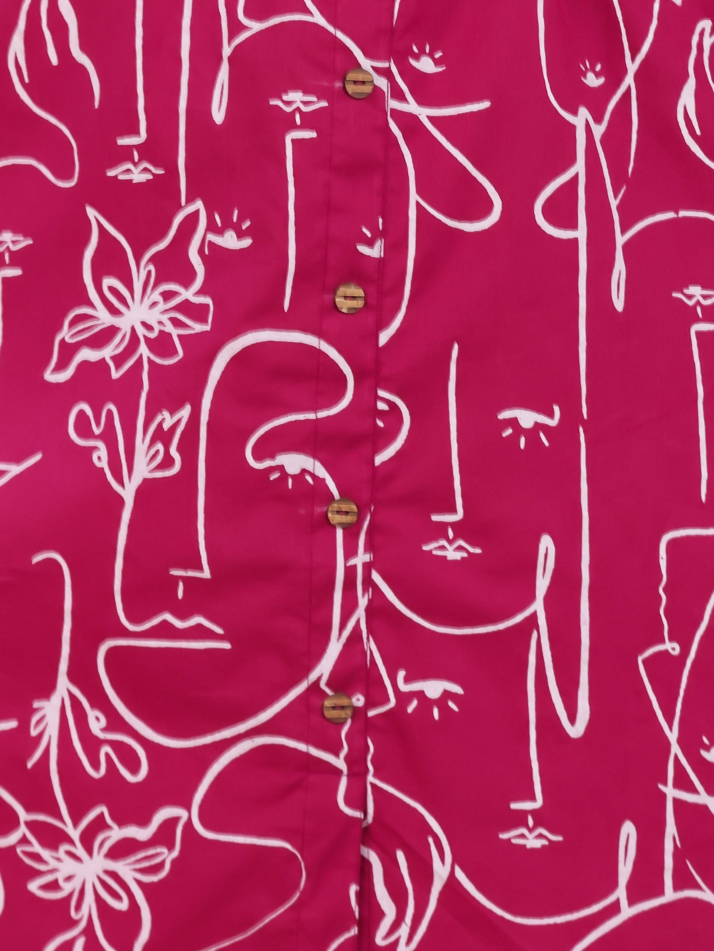 Soft Cotton Abstract Flared Pink Dress