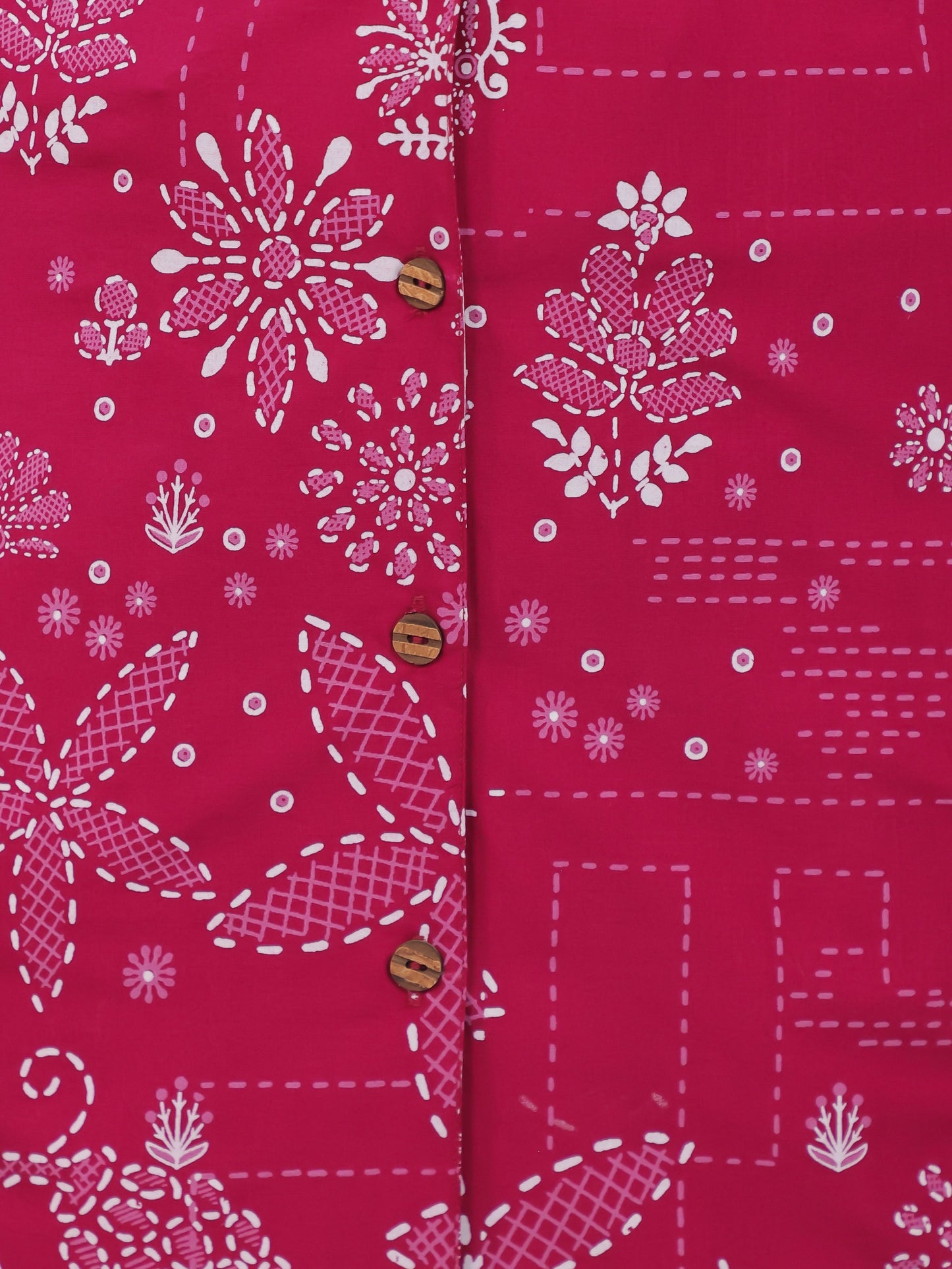 Soft Cotton Placement Print Kaftan Pink Kurta