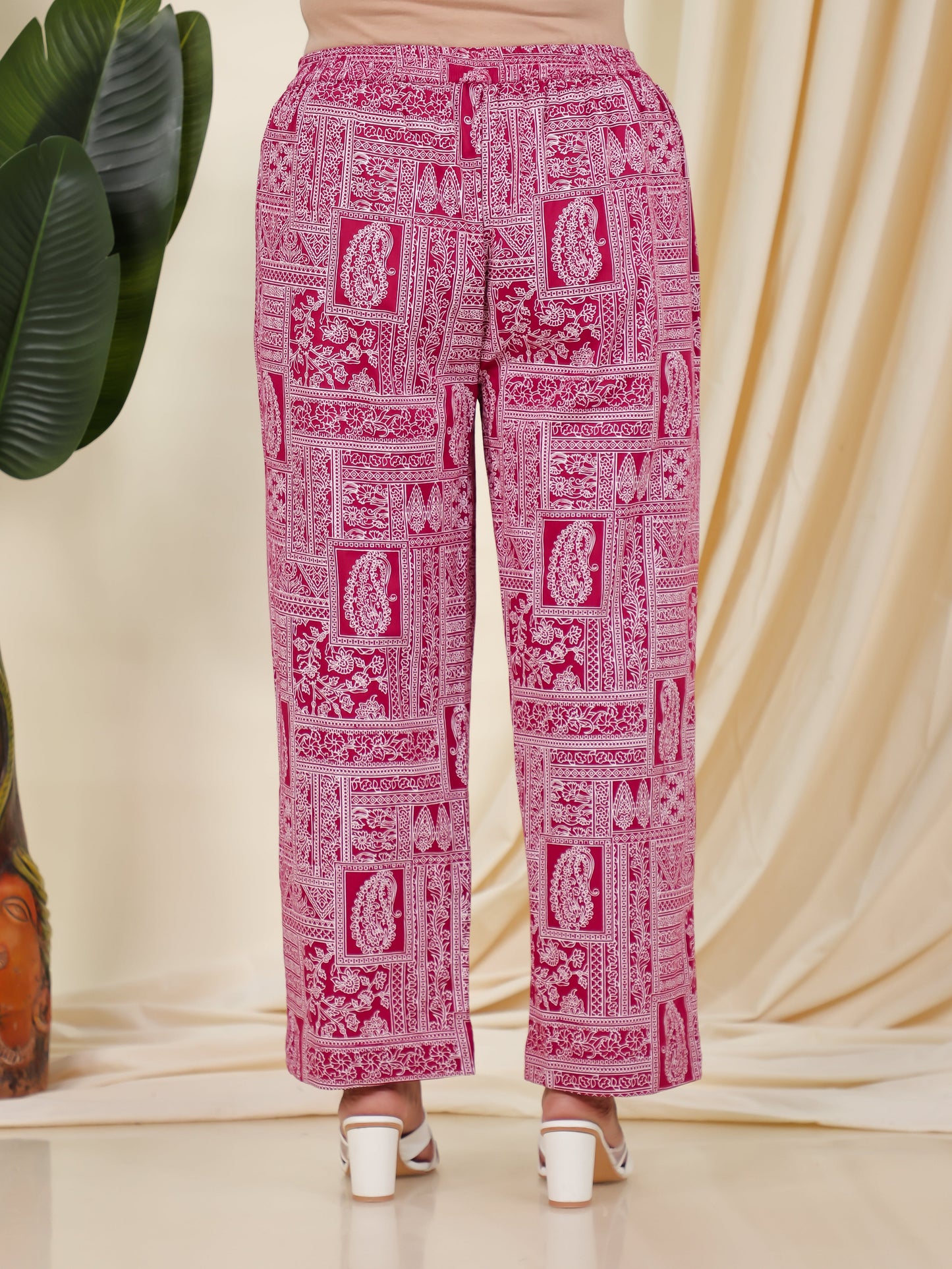 Soft Cotton Patchwork Purple Trousers Straight Trousers