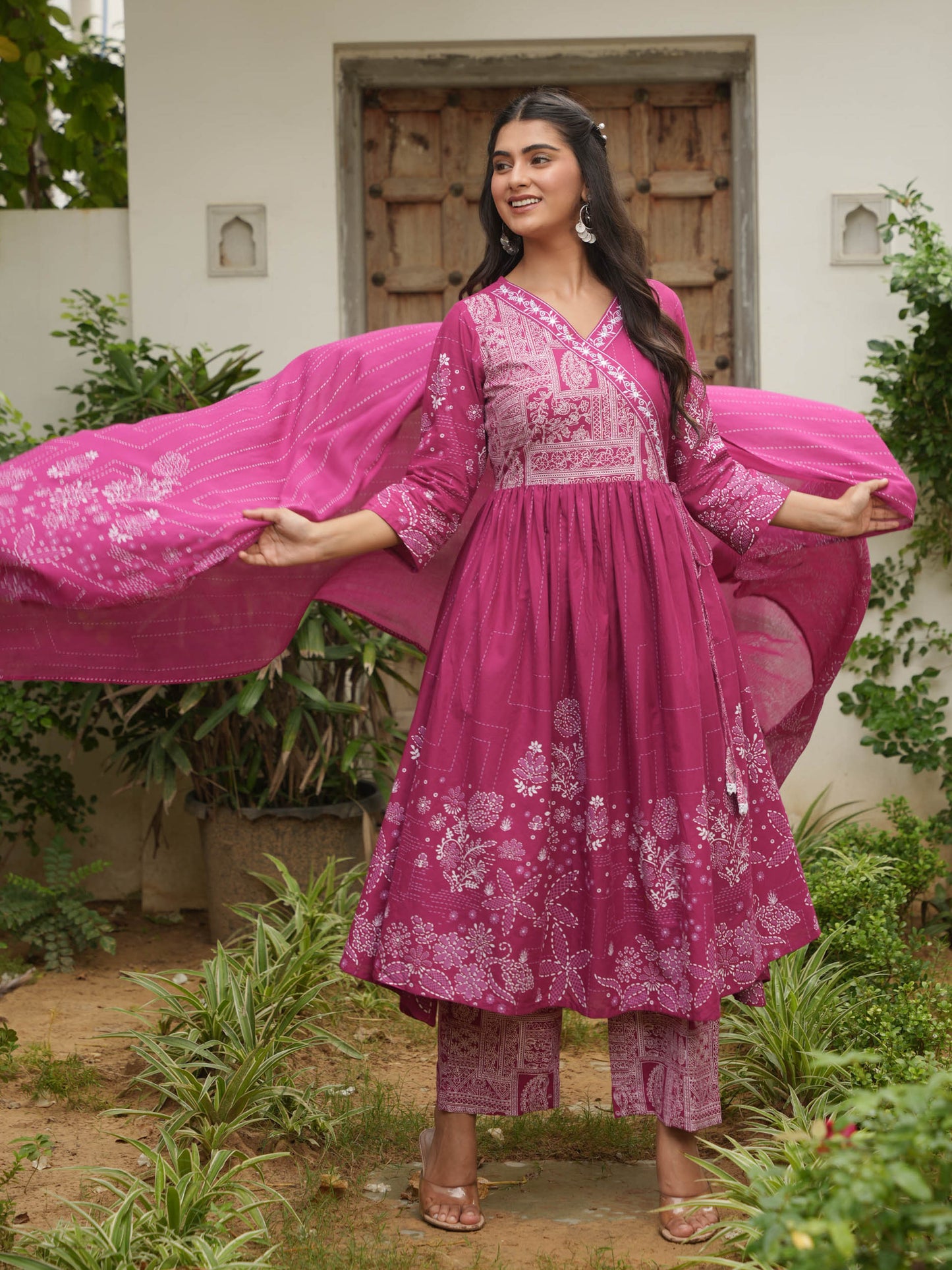 Cotton Voile Placement Print Purple Dupatta