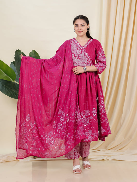 Cotton Voile Placement Print Purple Dupatta