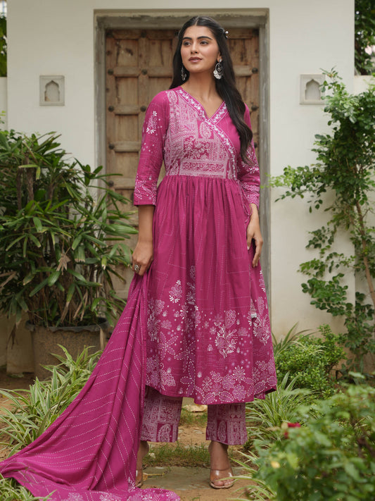 Cotton Voile Placement Print Purple Dupatta