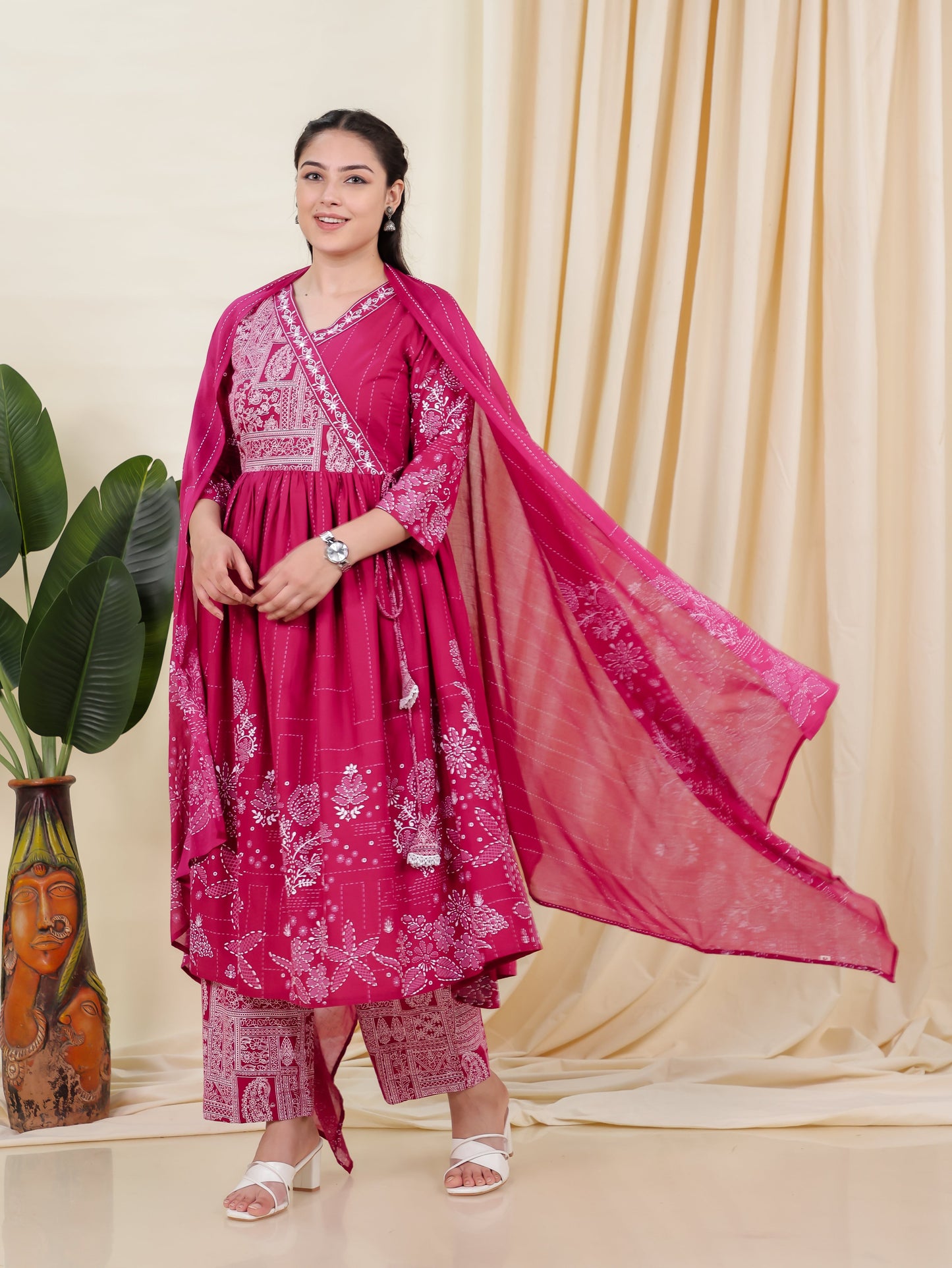 Cotton Voile Placement Print Purple Dupatta