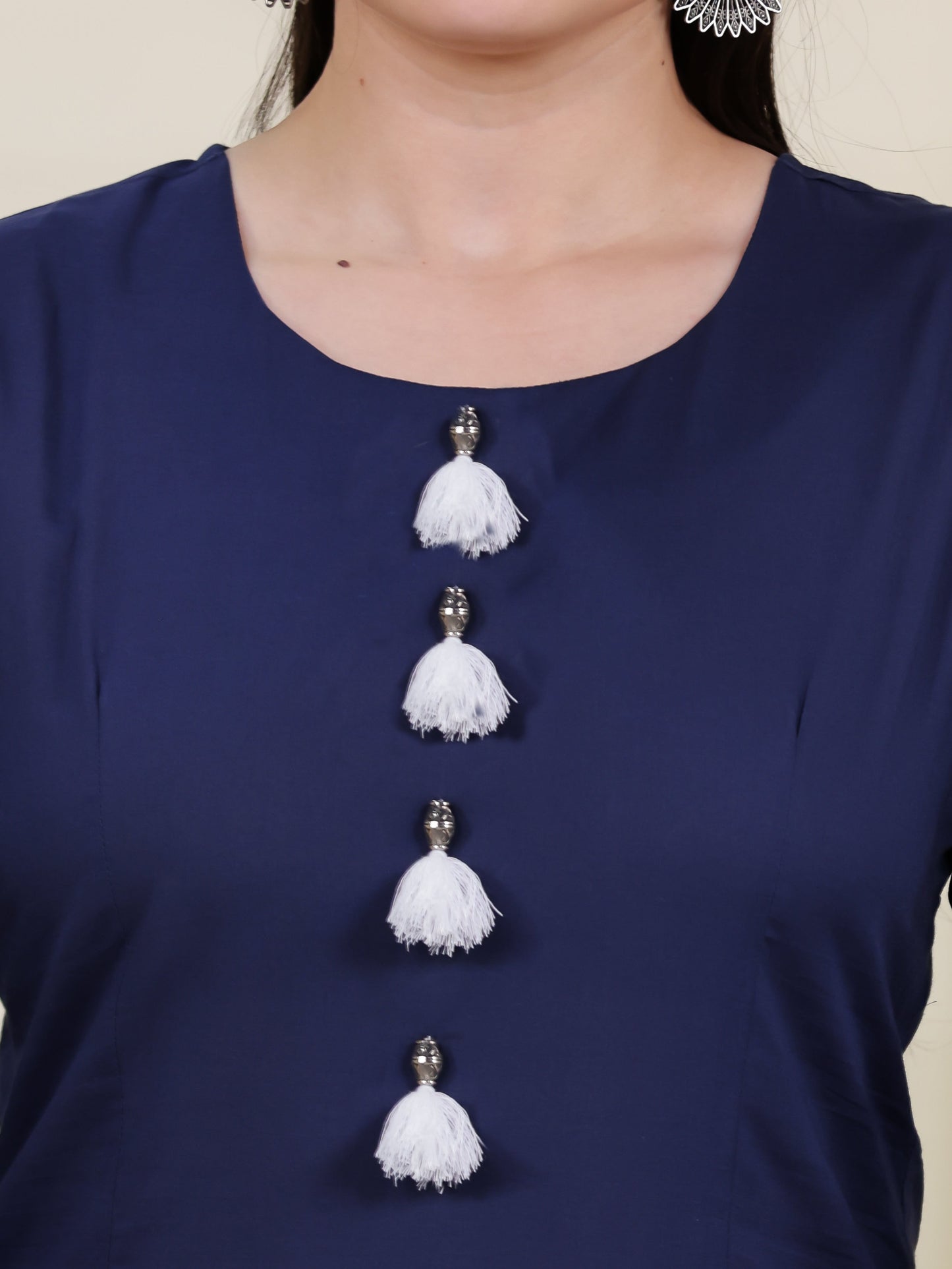 Soft Cotton Solid Straight Blue Kurta
