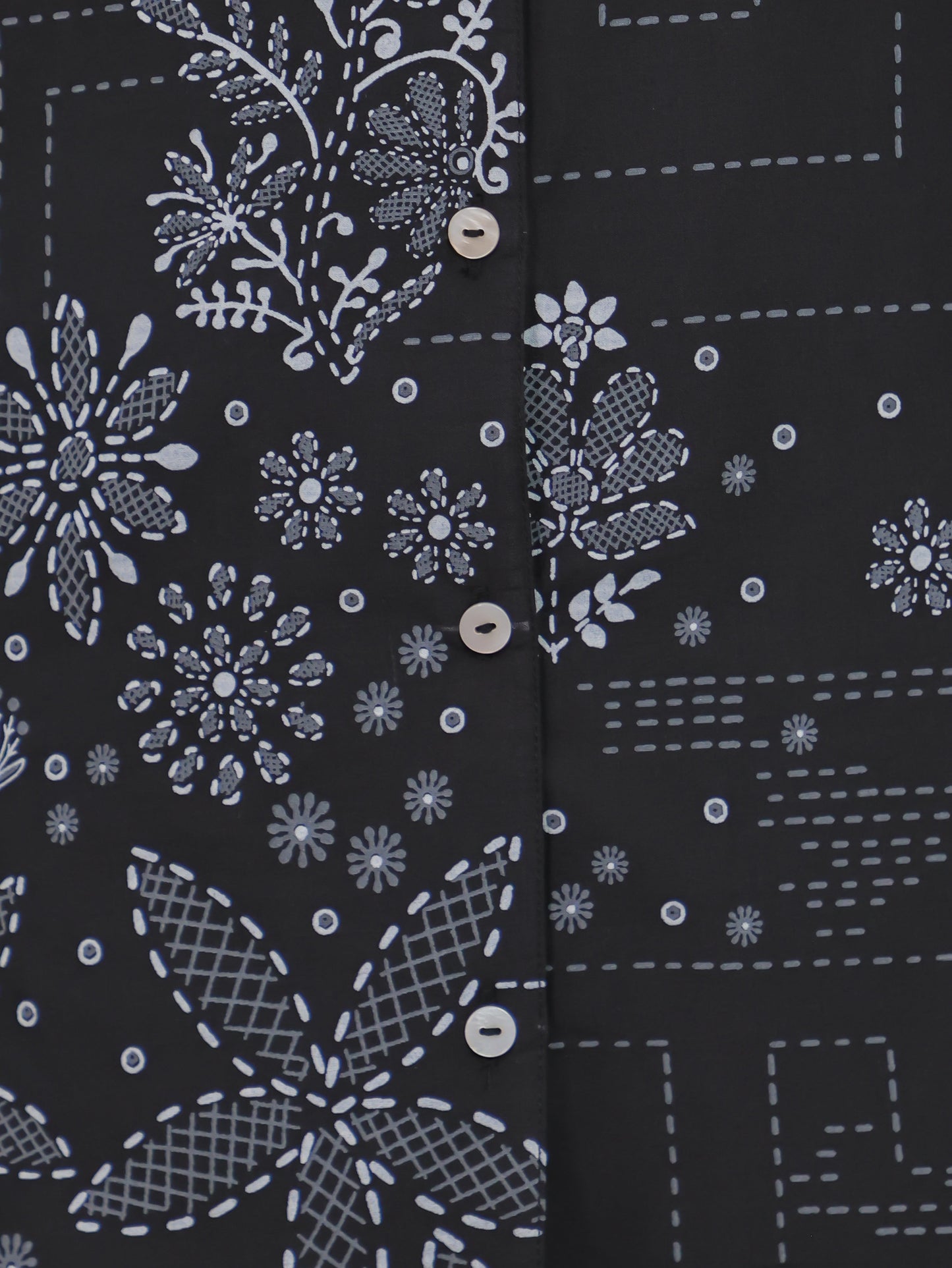 Soft Cotton Placement Print Kaftan Black Kurta