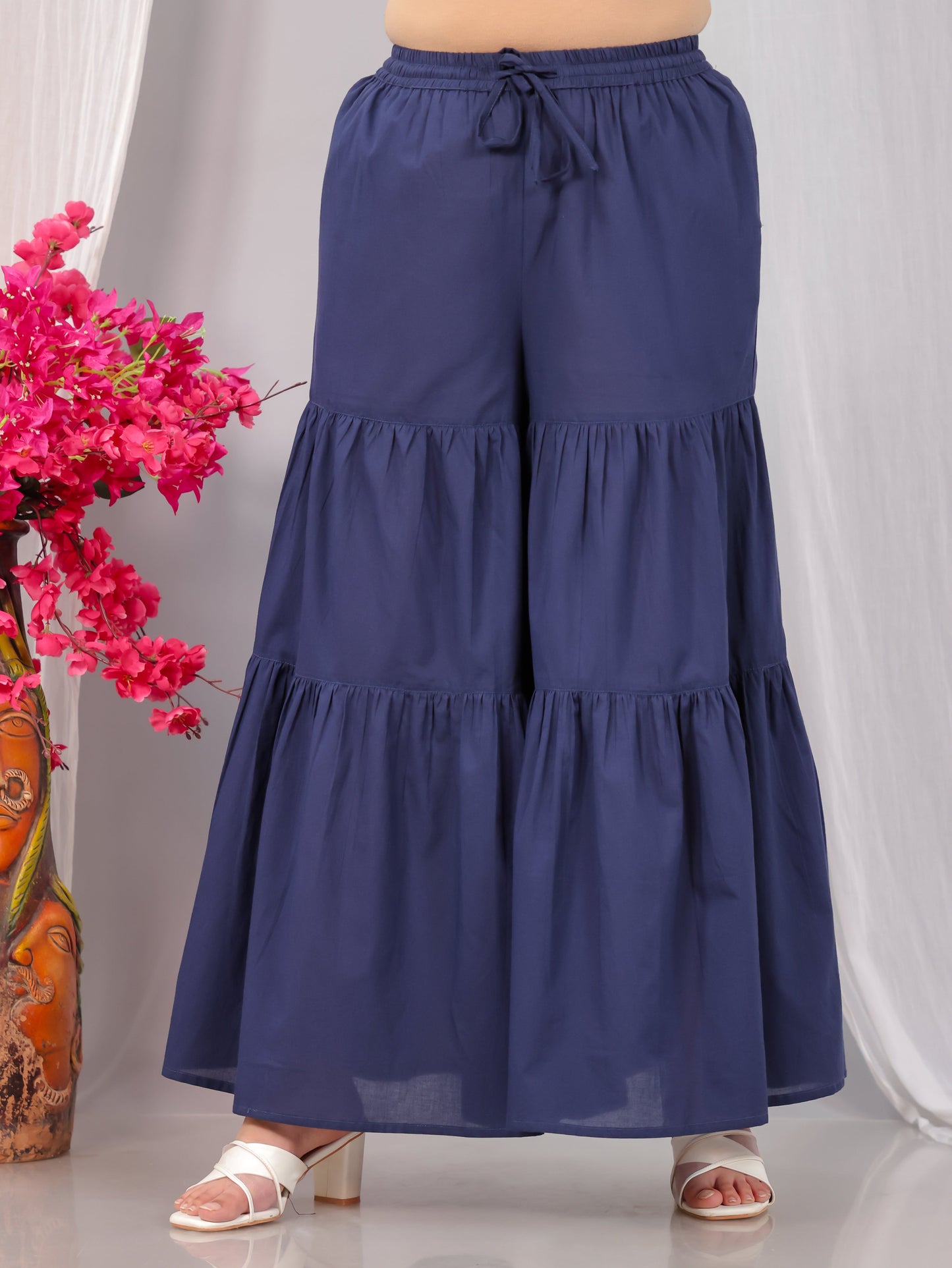 Soft Cotton Solid Blue Sharara