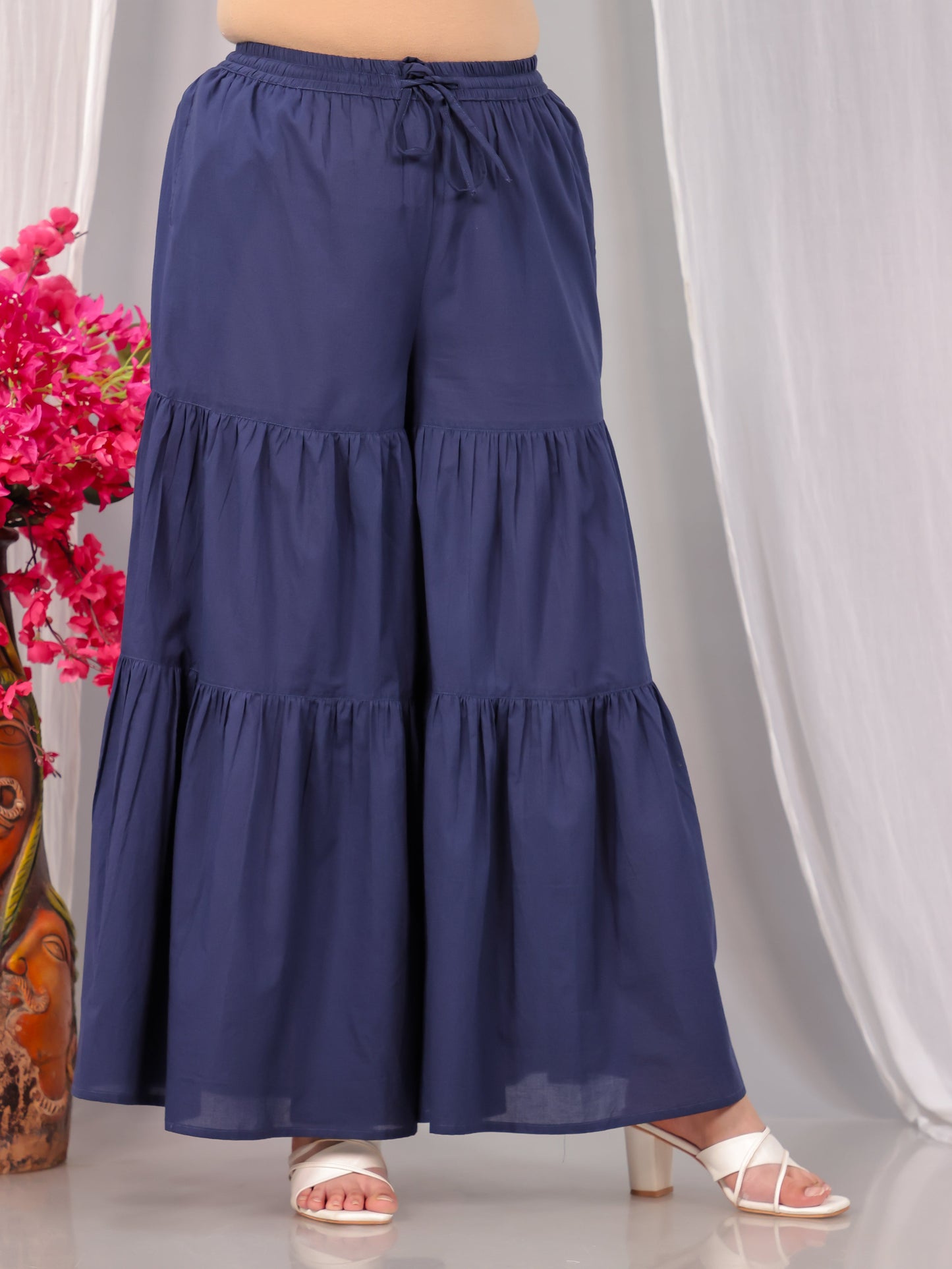 Soft Cotton Solid Blue Sharara