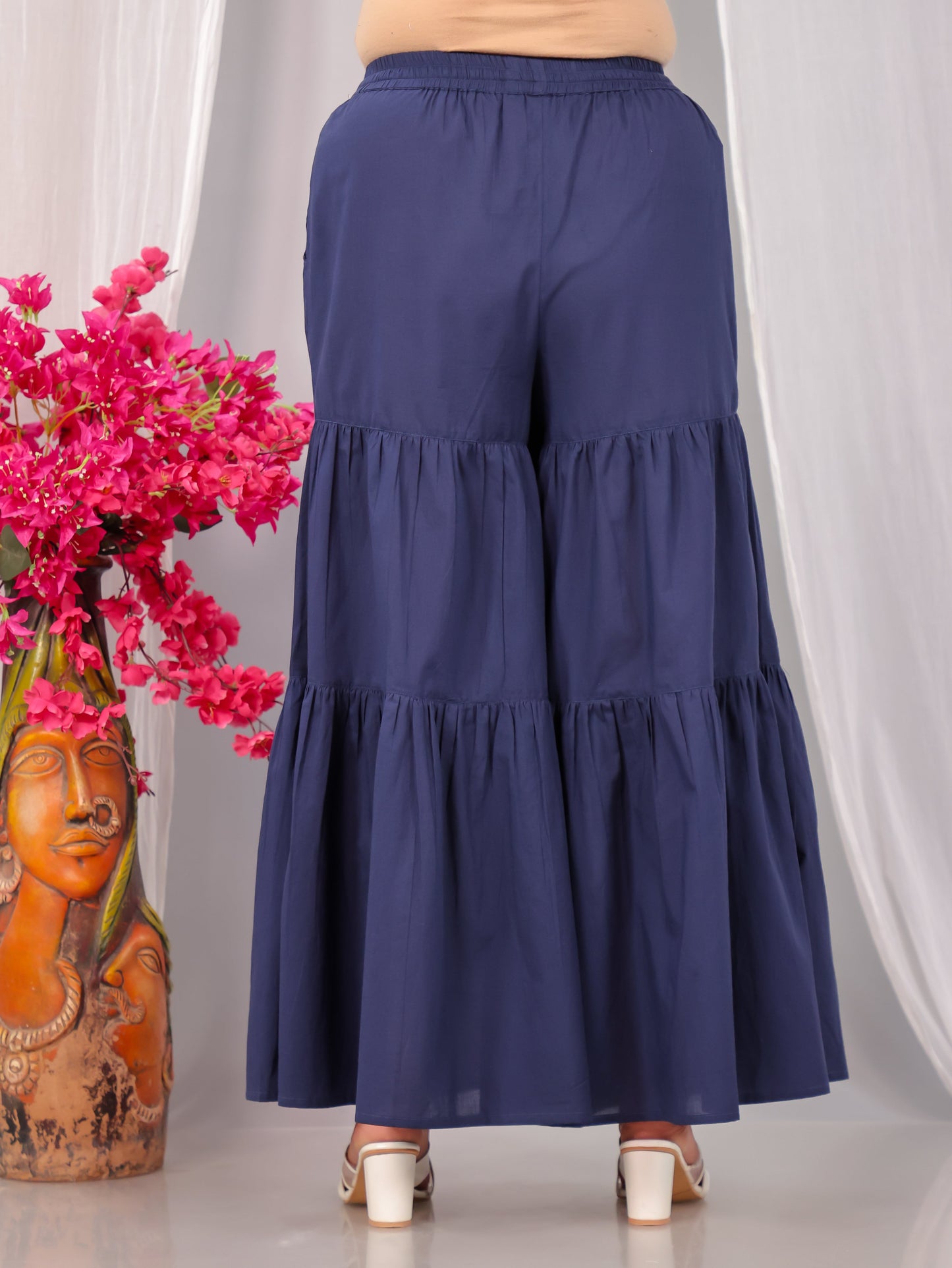 Embroidered Soft Cotton Placement Print Straight Blue Kurta