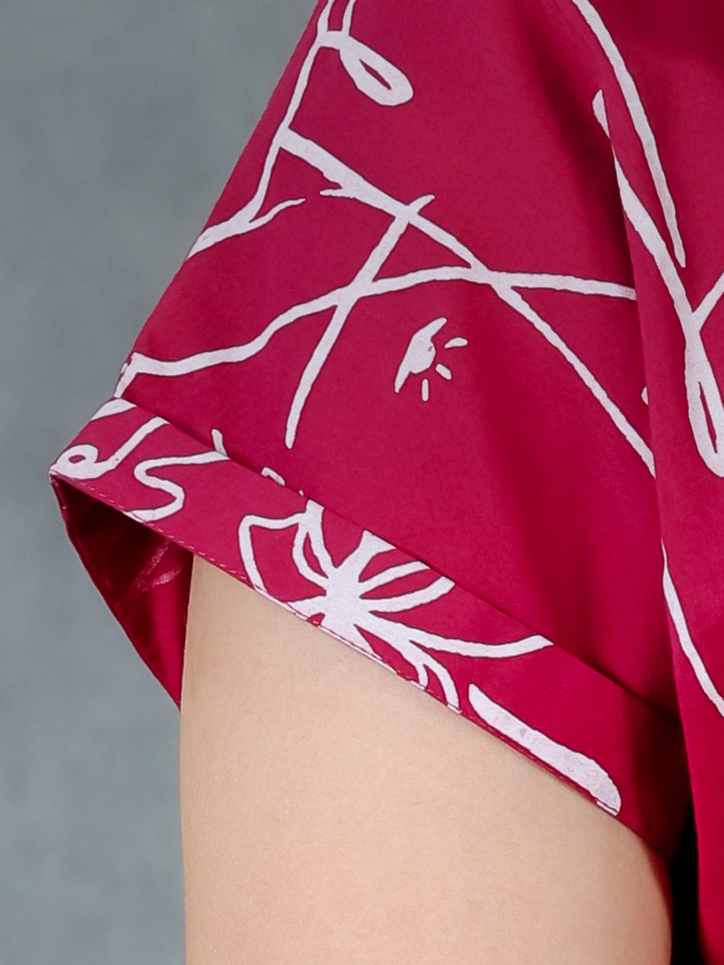 Soft Cotton Abstract A-line Pink Dress
