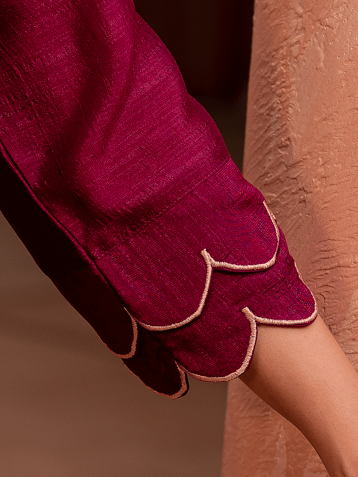 Embroidered Blended Silk Solid Straight Purple Kurta