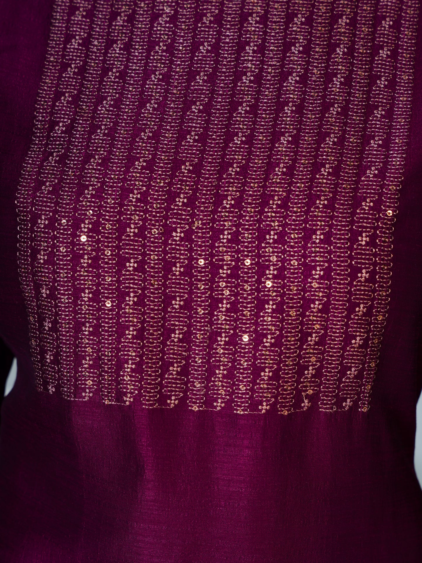 Embroidered Blended Silk Solid Straight Purple Kurta