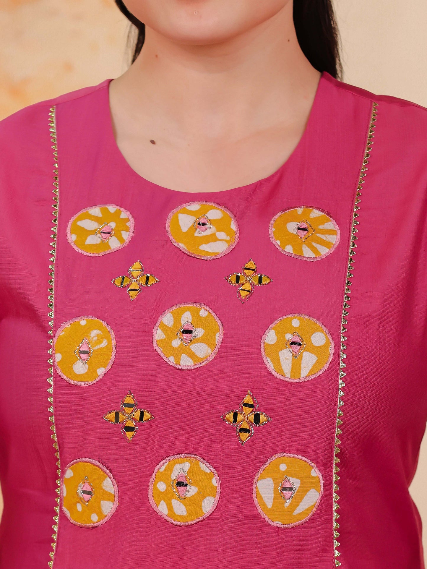 Chanderi Solid A-line Pink Kurta