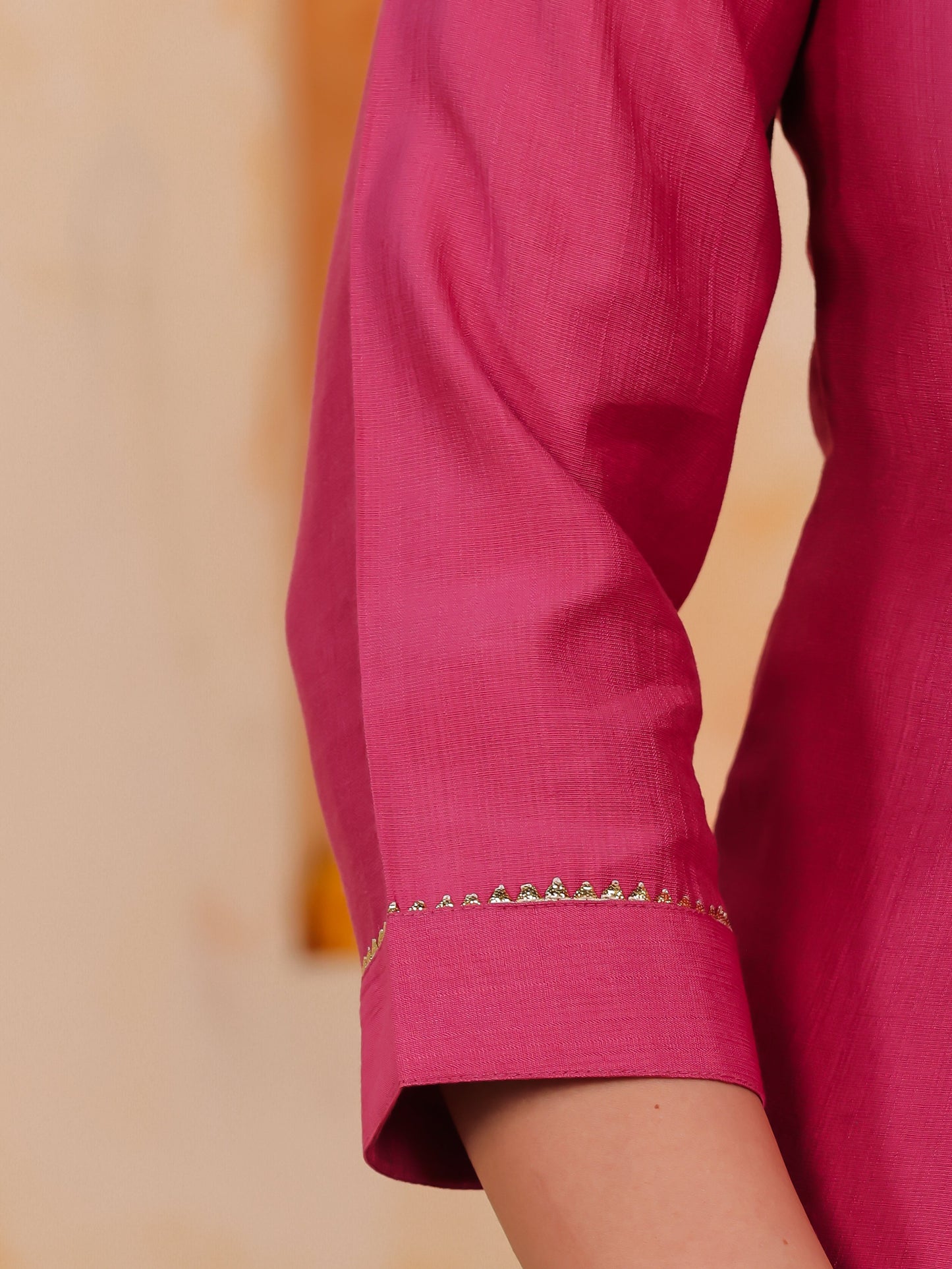 Chanderi Solid A-line Pink Kurta