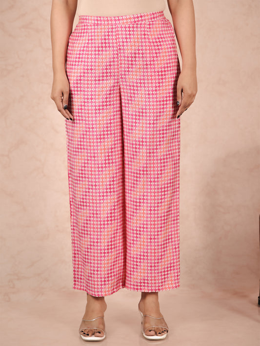 Muslin Geometric Pink Palazzo