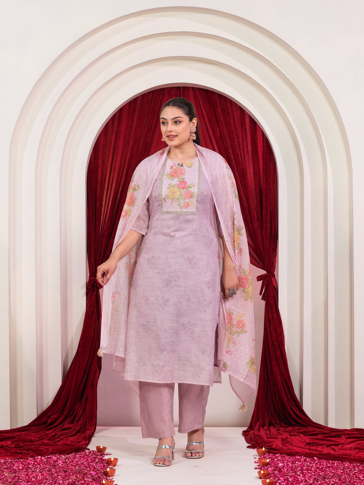 Chanderi Solid Straight Pink Kurta
