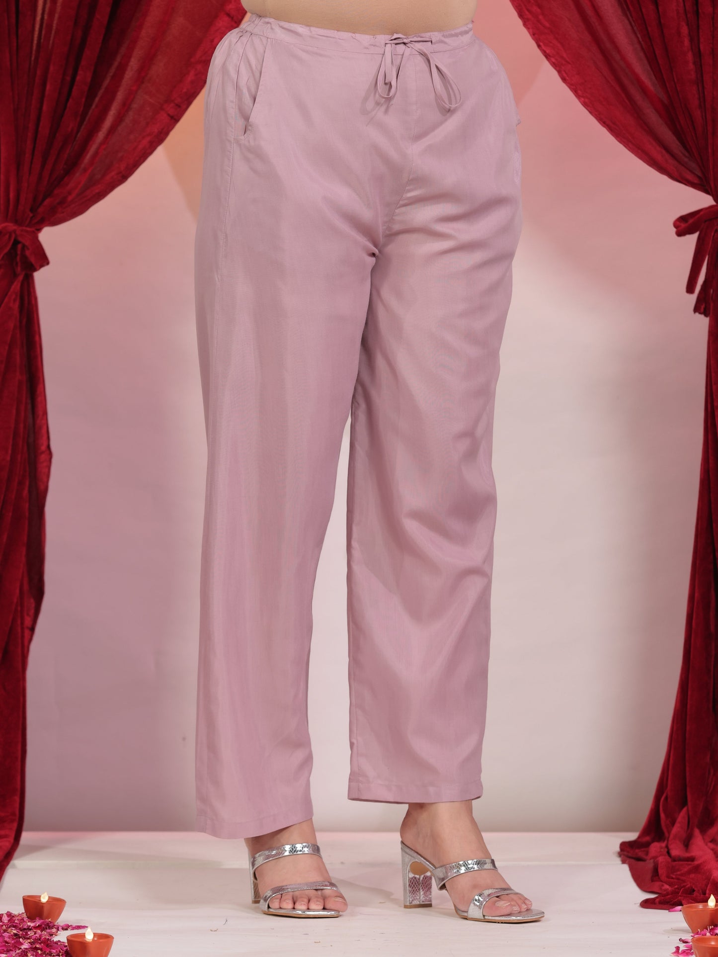 Chanderi Solid Straight Pink Kurta