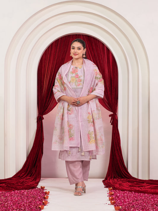 Chanderi Solid Straight Pink Kurta