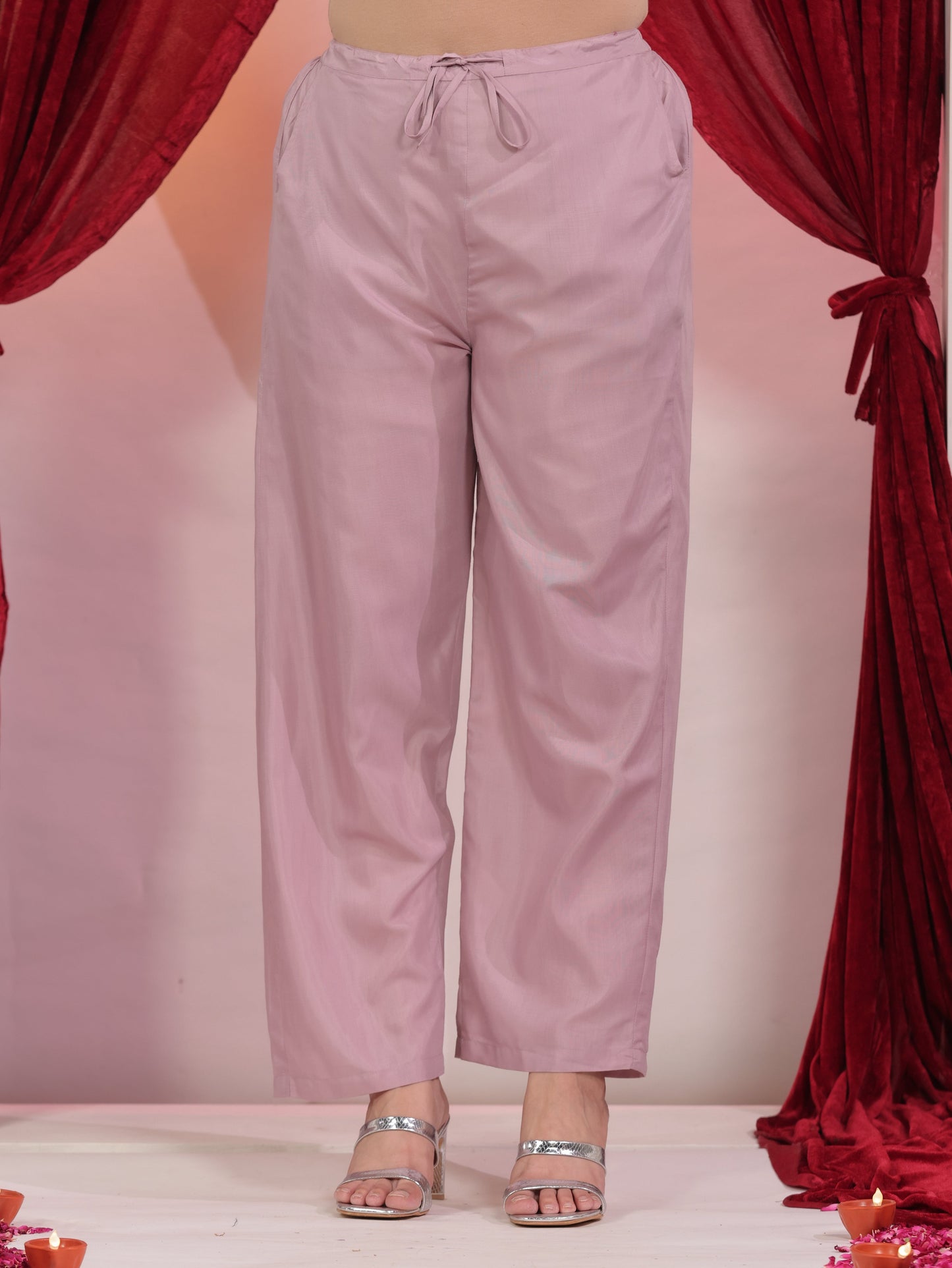 Chanderi Solid Straight Pink Kurta