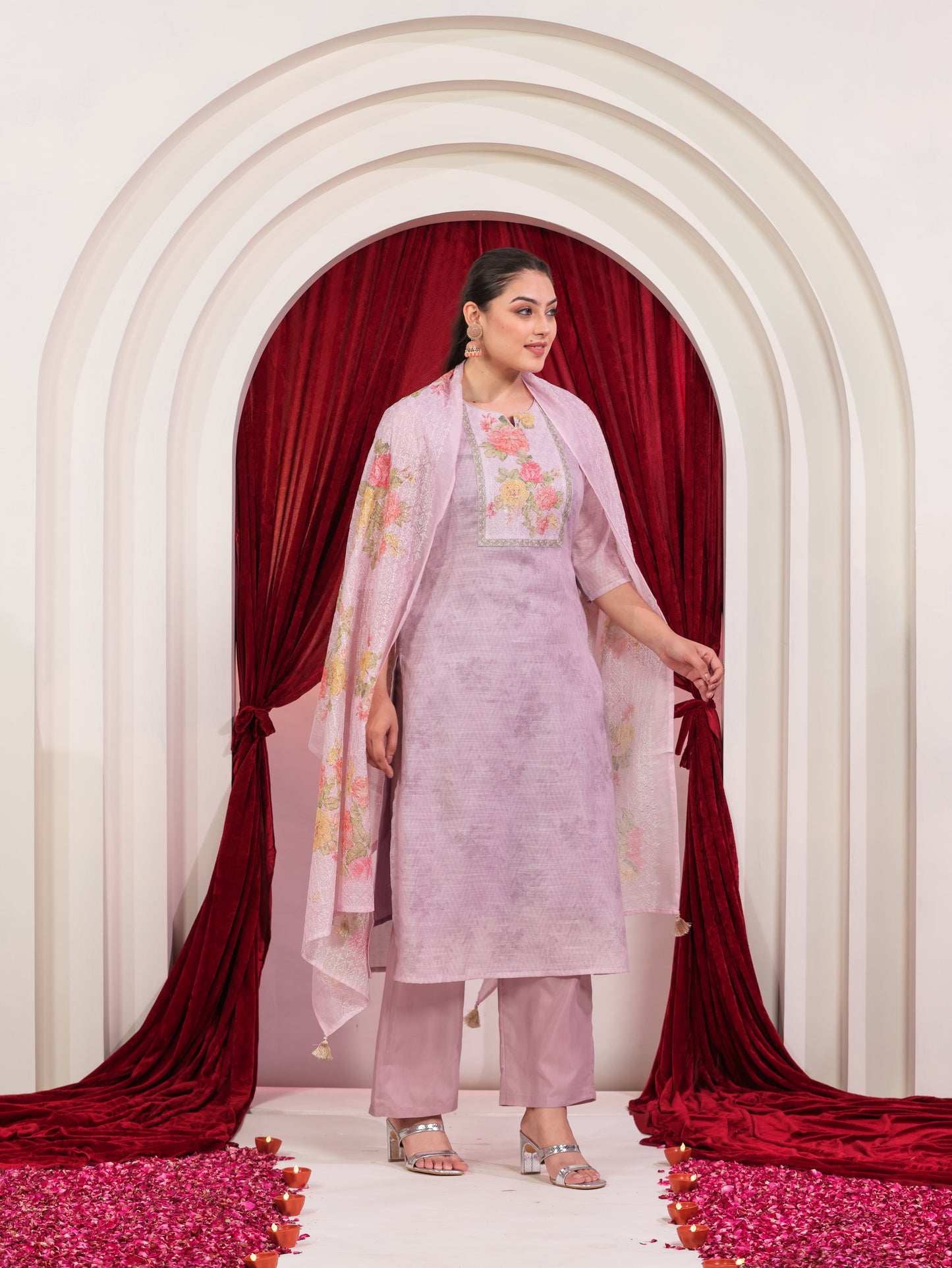 Chanderi Solid Straight Pink Kurta