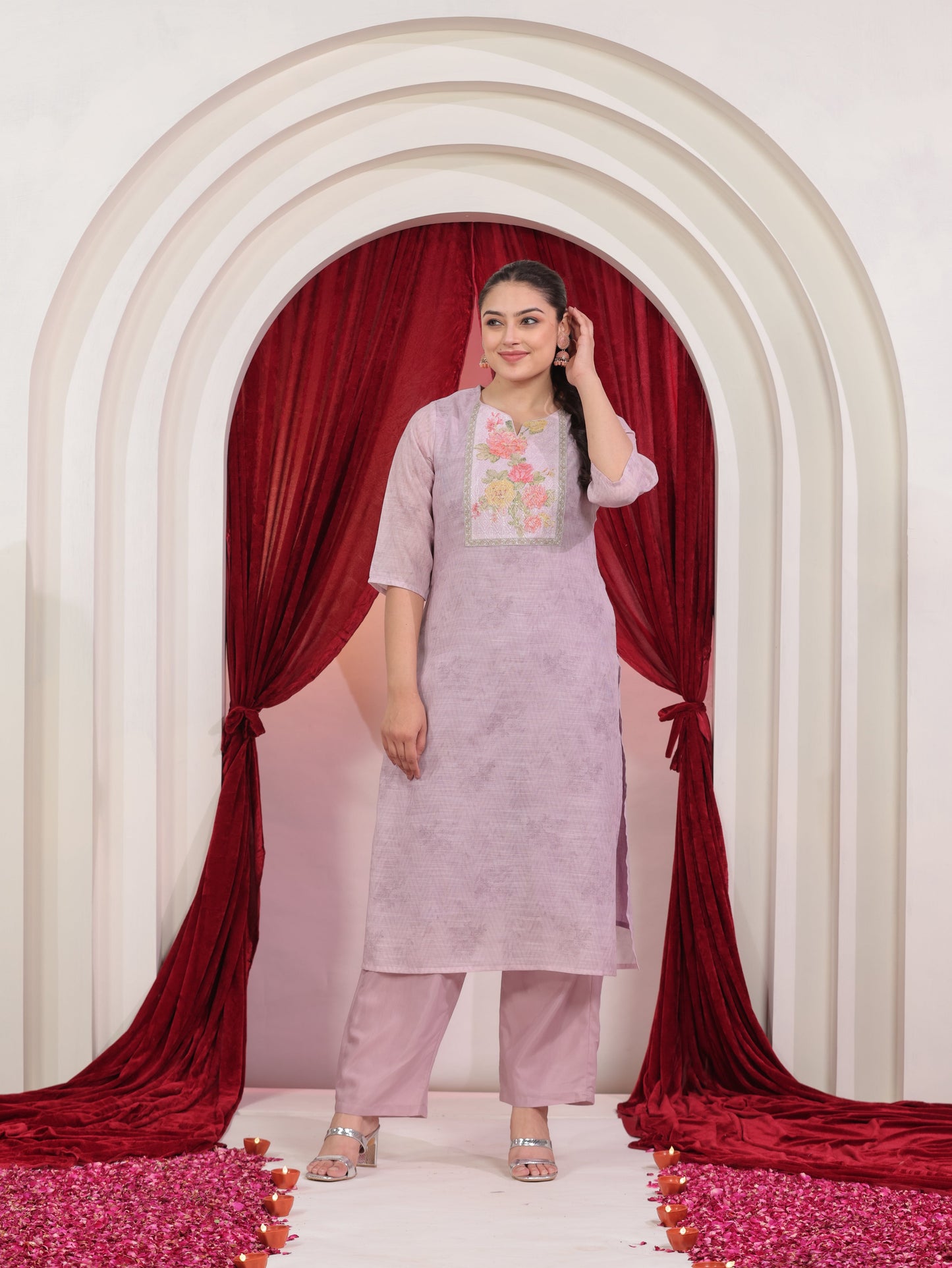 Chanderi Solid Straight Pink Kurta
