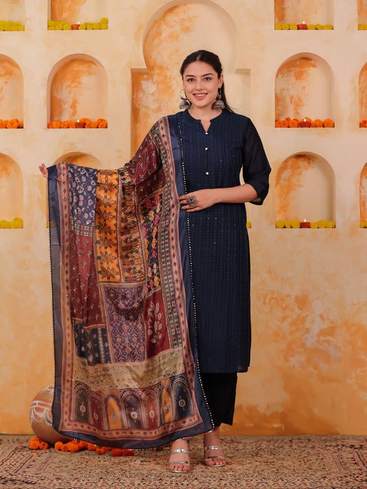Blended Silk Digital Multicolor Dupatta