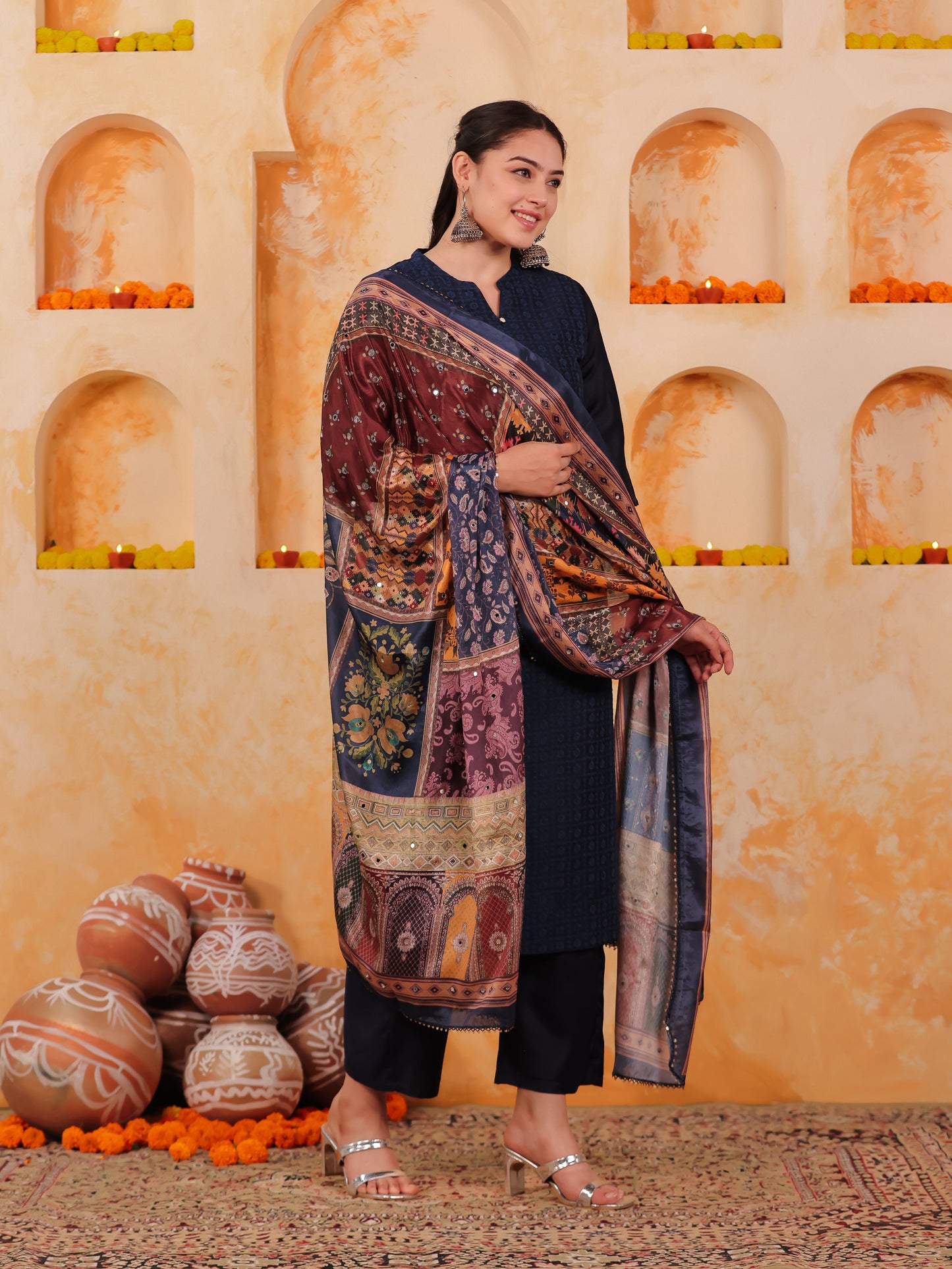 Blended Silk Digital Multicolor Dupatta