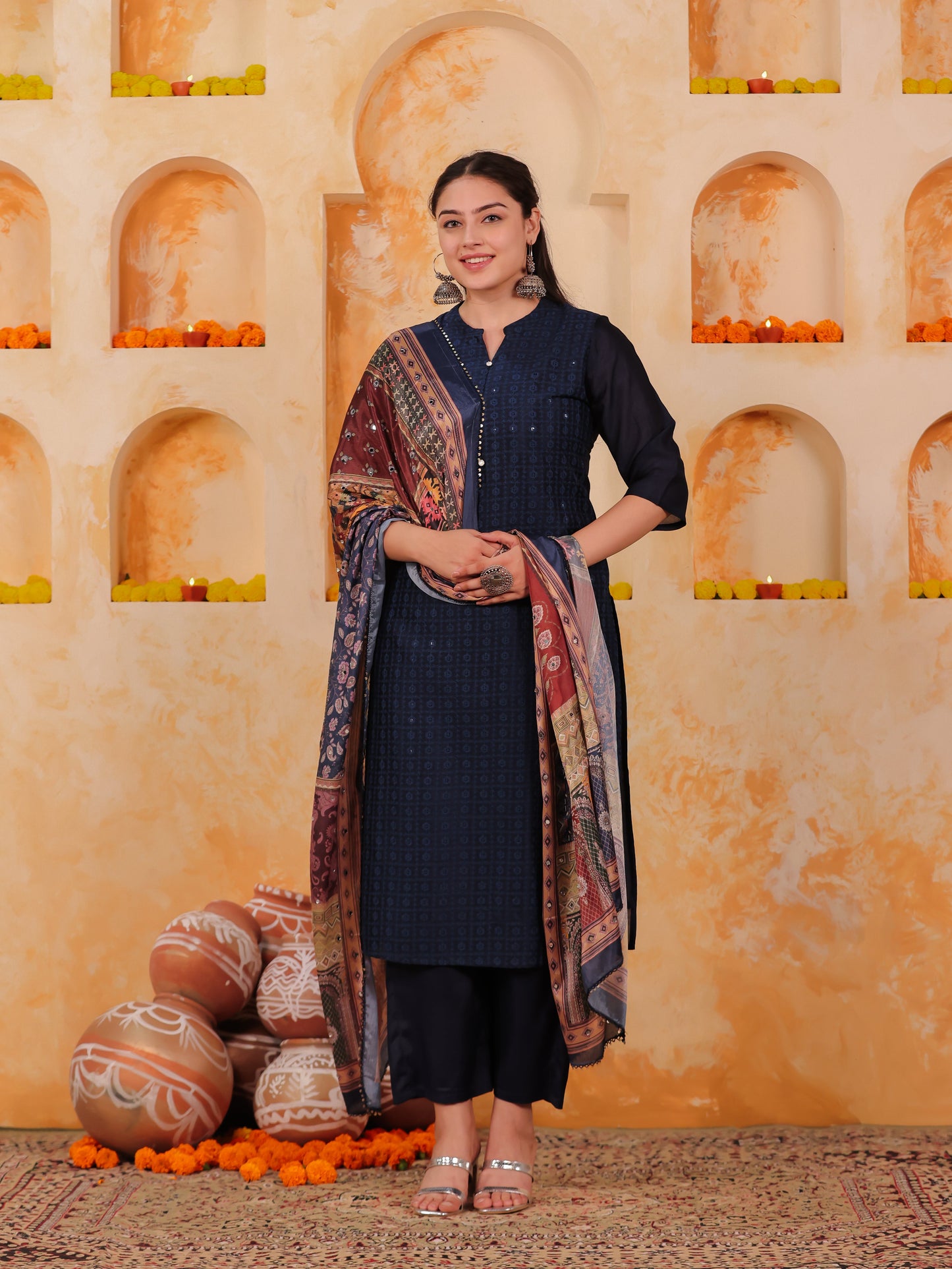 Blended Silk Digital Multicolor Dupatta