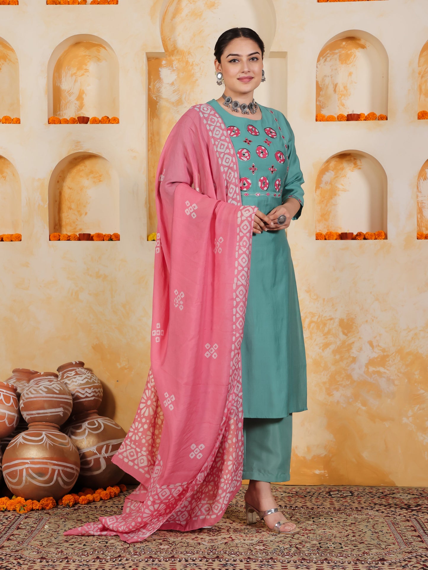Blended Silk Bandhani Pink Dupatta