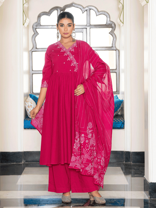Cotton Voile Floral Pink Dupatta