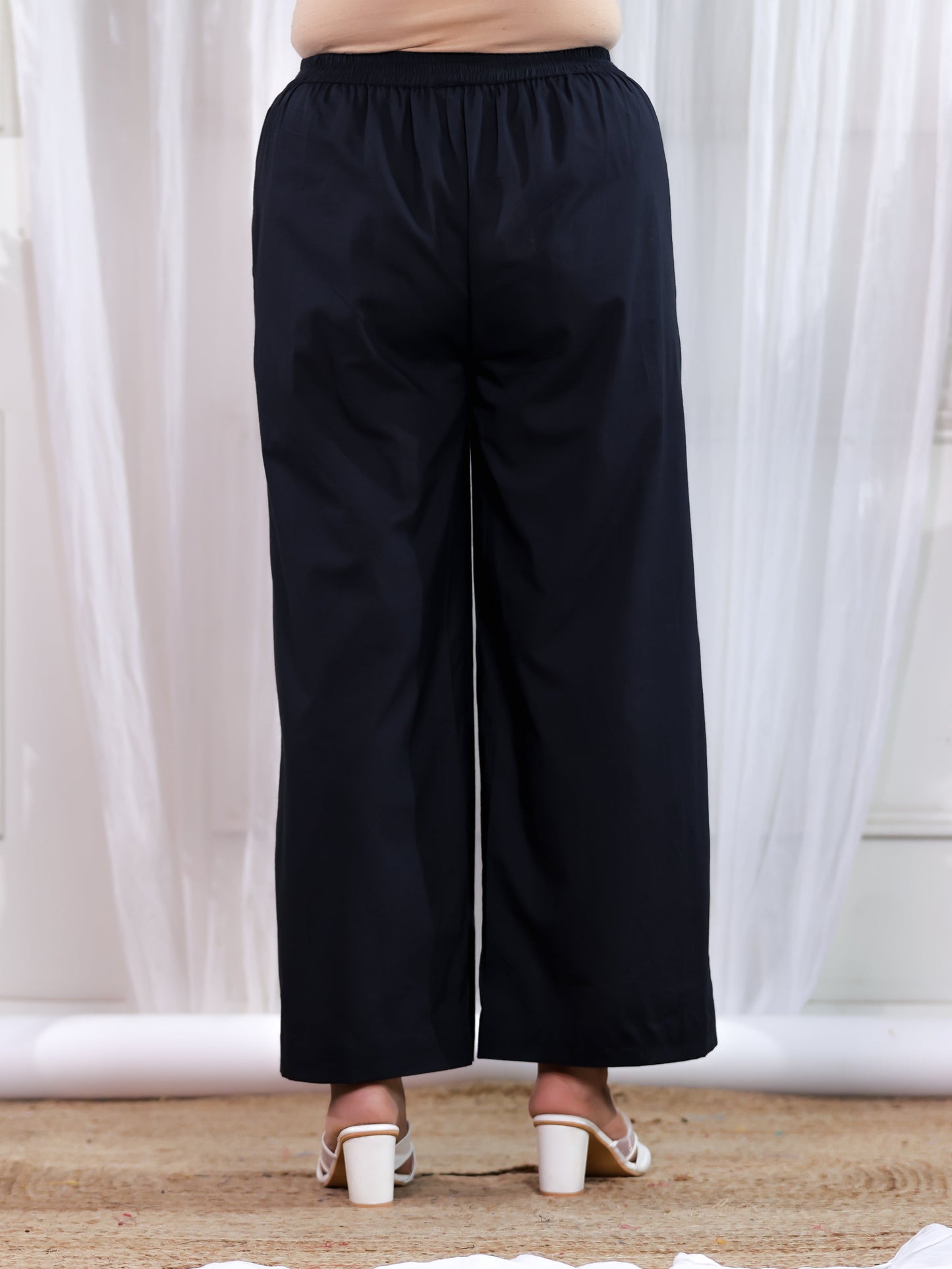 Soft Cotton Solid Black Palazzo