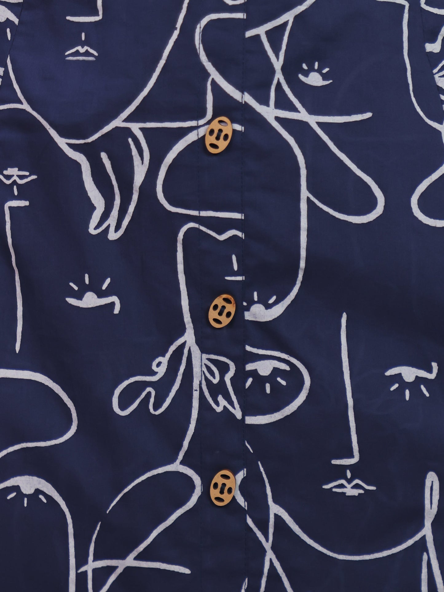 Soft Cotton Abstract High Low Blue Kurta